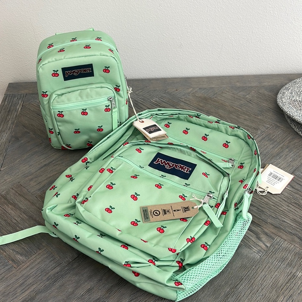 Jansport 8 Bit Cherries- Big Student and Big Break Set
